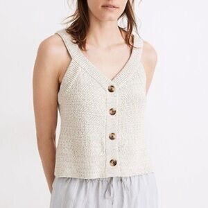 Madewell Rainbow Marled Wakefield
Button-Front Sweater Tank Top Jumper XL